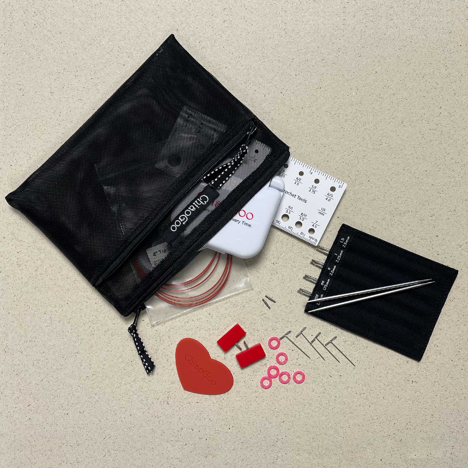 Chiaogoo TWIST Red Lace MINI - Ensemble d’Aiguilles à Tricoter interchangeables – 4” (10 cm)