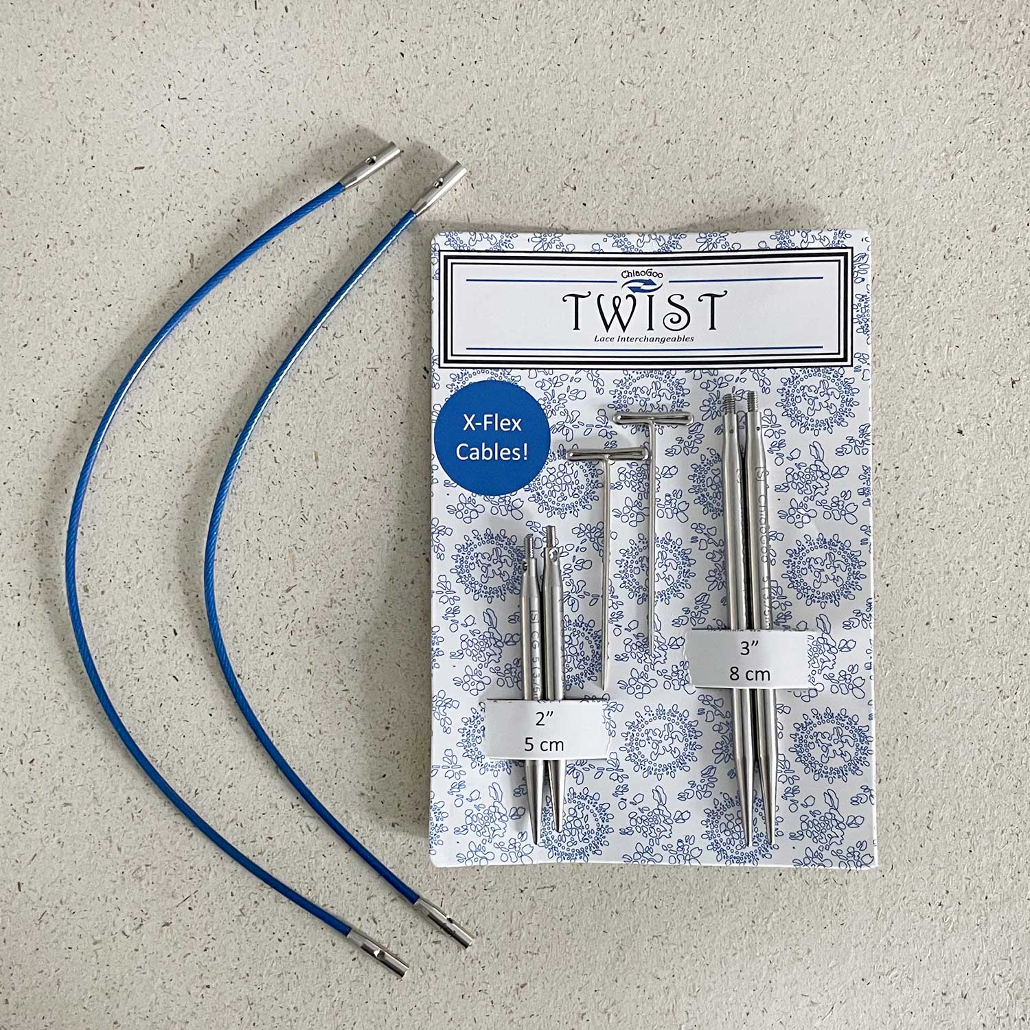 ChiaoGoo Interchangeable Needle Tips TWIST SHORT COMBO (Tip Length 5 + 8 cm) Needle Size 1.5–5 mm – 2 pieces