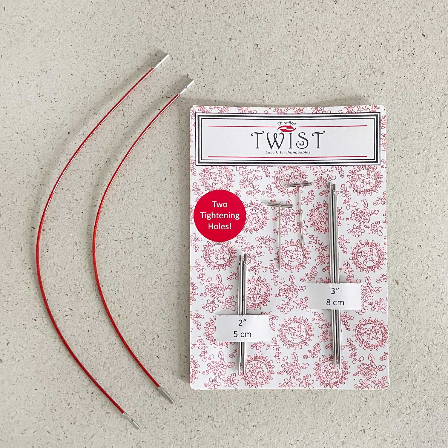 ChiaoGoo Interchangeable Needle Tips TWIST SHORT COMBO (Tip Length 5 + 8 cm) Needle Size 1.5–5 mm – 2 pieces