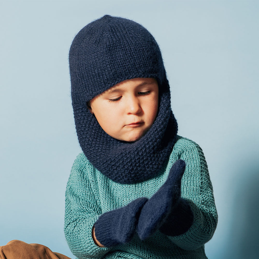 Cagoule pour enfants tricotée en mérinos et cachemire