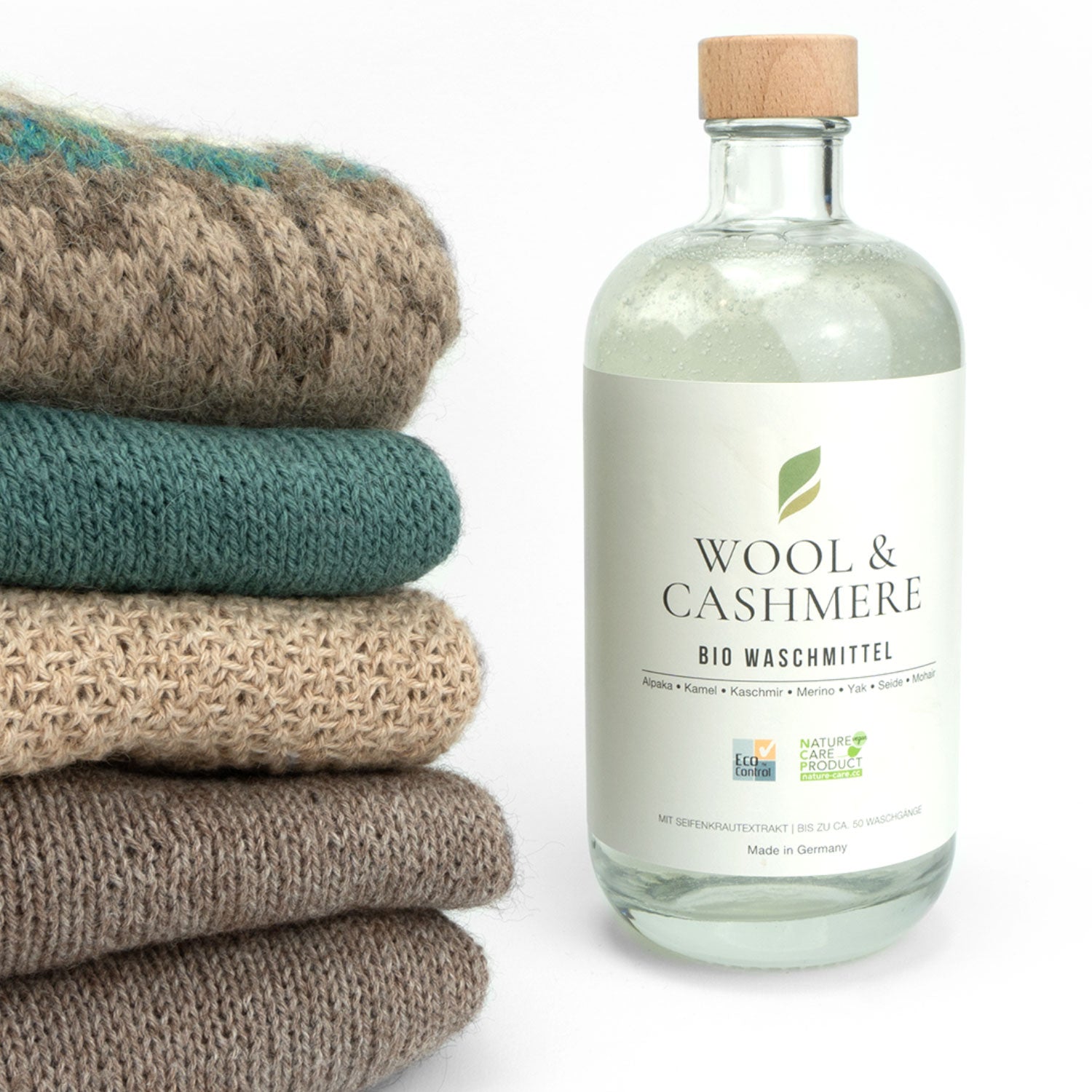 Sparpaket | 3 x 500ml + 1 Flasche Gratis Bio Waschmittel Wool & Cashmere Konzentrat VEGAN bis zu ca. 50 WASCHGÄNGE Feinwaschmittel
