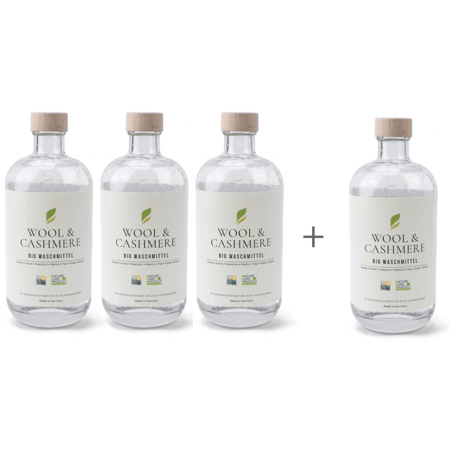 3 x 500ml + 1 bottle free organic detergent Wool & Cashmere Concentrate VEGAN up to approx. 50 WASHES Delicate detergent