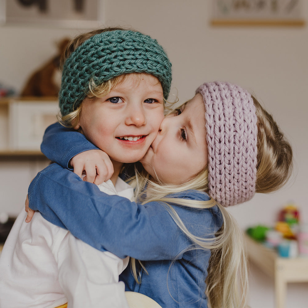 Strick-Stirnband Fascia Invernale, Lila, 57 Bambino
