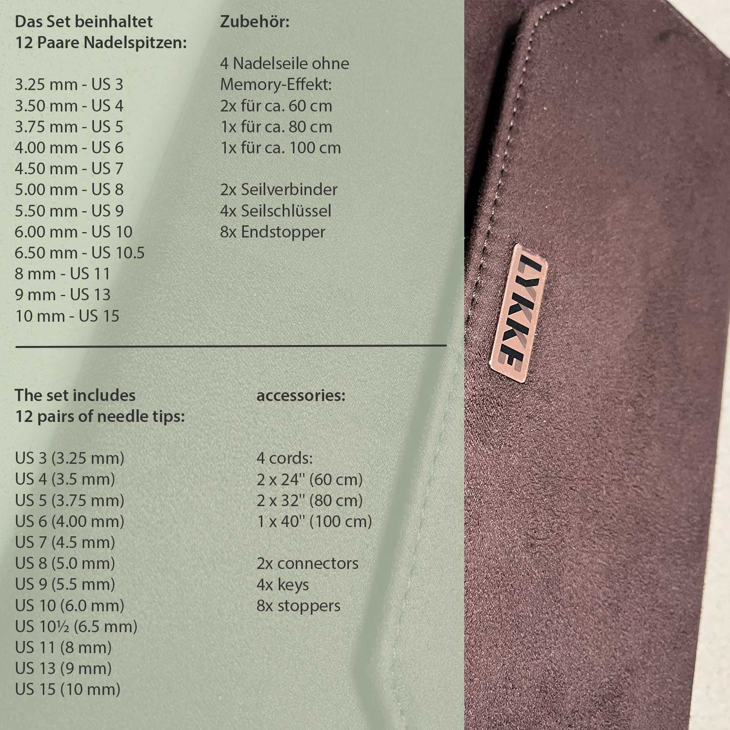 LYKKE CYPRA Nadelset austauschbare Nadelspitzen 13 cm