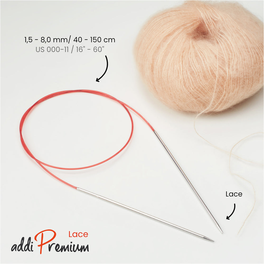 addiPremium Lace Aguja Circular – individual (1,5–8 mm)