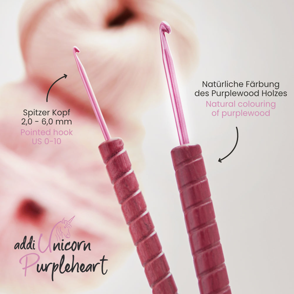 addiUnicorn Purpleheart Häkelnadel (2 - 6 mm)