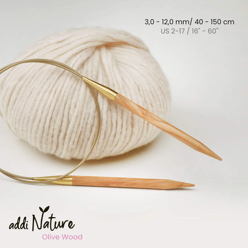 addiNature Olive Wood Circular Needle – single (3–12 mm)
