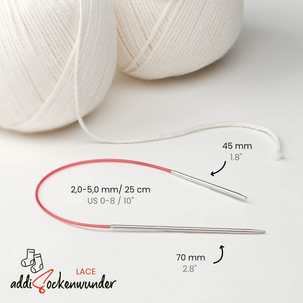 addiSockenwunder Lace Mini Circular Needle – single 25 cm (3–5 mm)